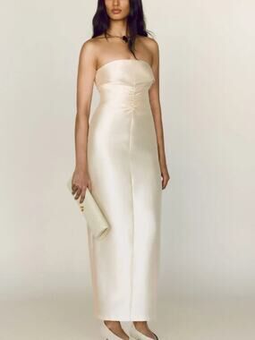 NWT Reformation Luda Strapless Dress Wedding Gown Size 2 Butter Cream #9B608